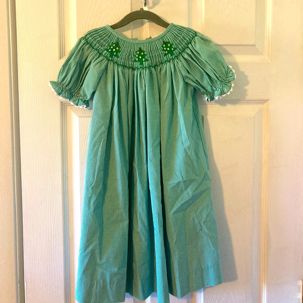 Stichy Fish 4T Smocked Christmas Tree Dress